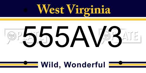 555AV3 West Virginia License Plate