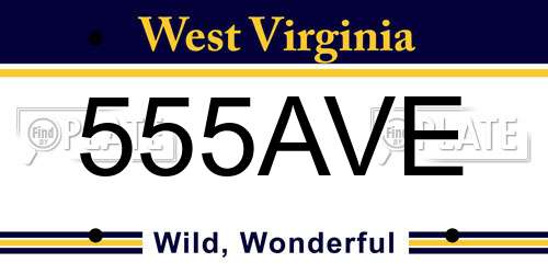 555AVE West Virginia License Plate