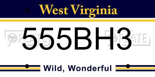 555BH3 West Virginia License Plate
