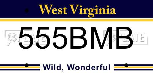 555BMB West Virginia License Plate