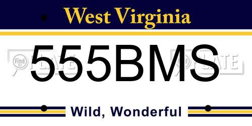 555BMS West Virginia License Plate