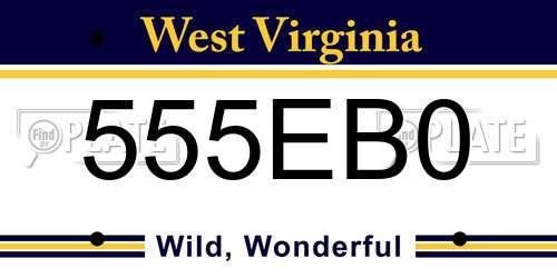 555EB0 West Virginia License Plate