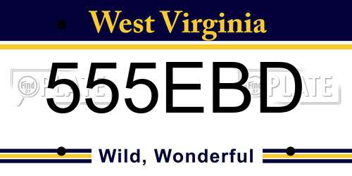 555EBD West Virginia License Plate
