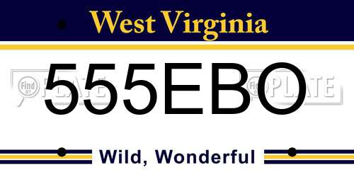 555EBO West Virginia License Plate