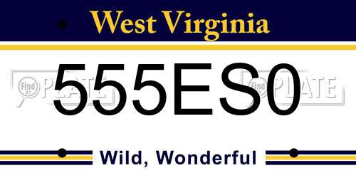 555ES0 West Virginia License Plate