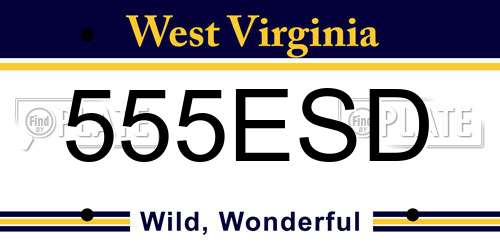 555ESD West Virginia License Plate