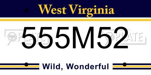 555M52 West Virginia License Plate