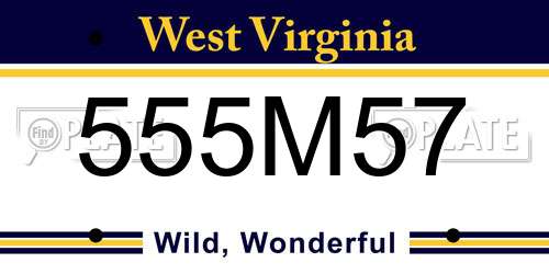 555M57 West Virginia License Plate