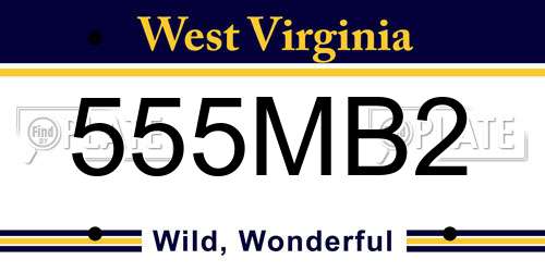 555MB2 West Virginia License Plate