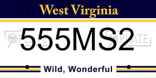 555MS2 West Virginia License Plate