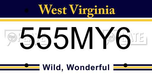 555MY6 West Virginia License Plate