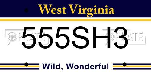 555SH3 West Virginia License Plate