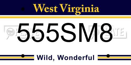 555SM8 West Virginia License Plate