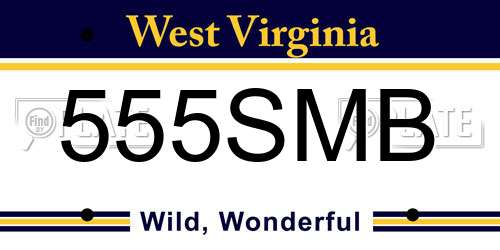 555SMB West Virginia License Plate