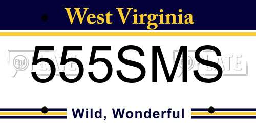 555SMS West Virginia License Plate