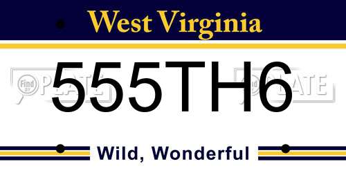 555TH6 West Virginia License Plate