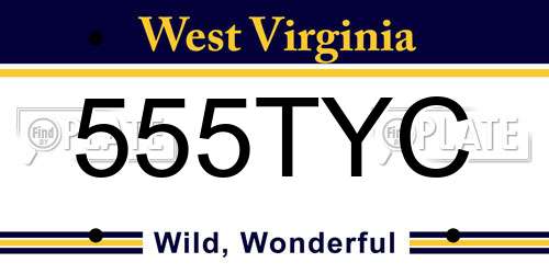 555TYC West Virginia License Plate