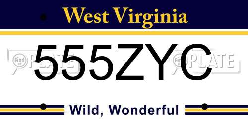 555ZYC West Virginia License Plate