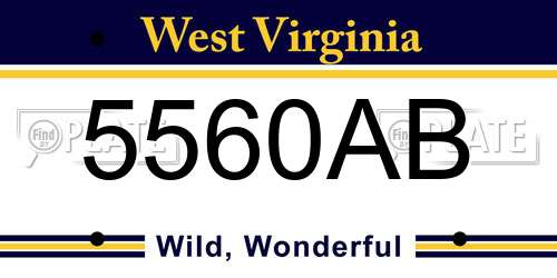 5560AB West Virginia License Plate