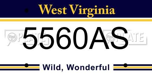 5560AS West Virginia License Plate