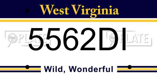 5562DI West Virginia License Plate