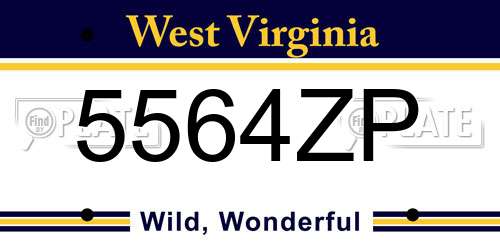 5564ZP West Virginia License Plate