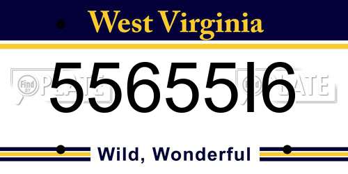 55655I6 West Virginia License Plate