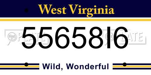 55658I6 West Virginia License Plate