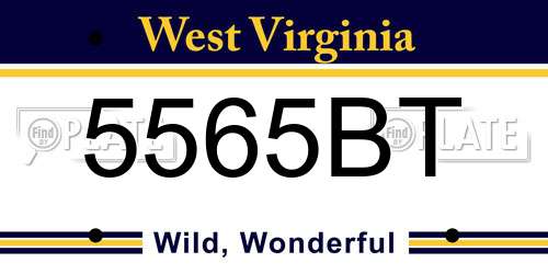 5565BT West Virginia License Plate