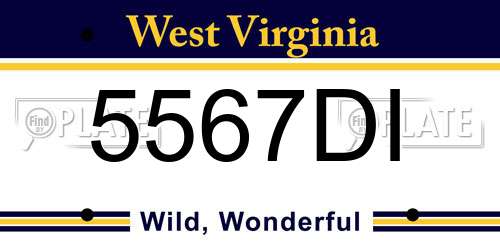 5567DI West Virginia License Plate