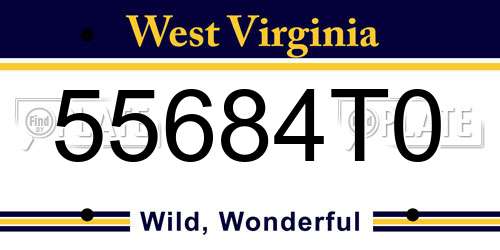 55684T0 West Virginia License Plate