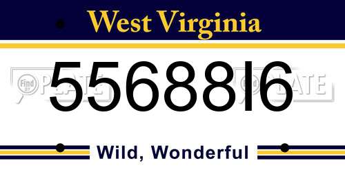 55688I6 West Virginia License Plate
