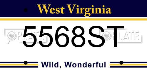 5568ST West Virginia License Plate