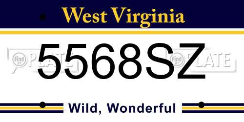 5568SZ West Virginia License Plate