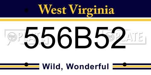 556B52 West Virginia License Plate