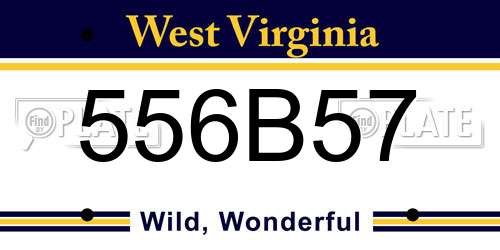 556B57 West Virginia License Plate