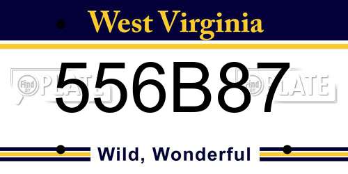 556B87 West Virginia License Plate