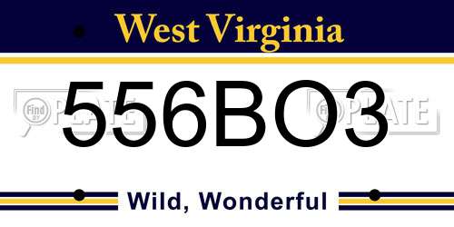 556BO3 West Virginia License Plate