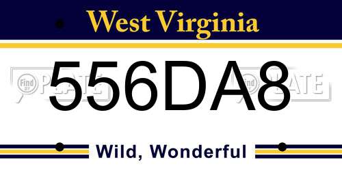 556DA8 West Virginia License Plate