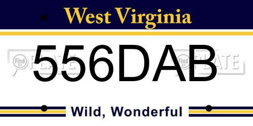556DAB West Virginia License Plate