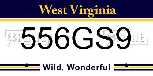 556GS9 West Virginia License Plate