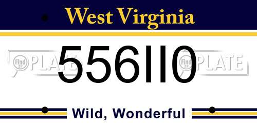 556II0 West Virginia License Plate