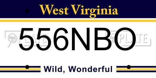556NBO West Virginia License Plate