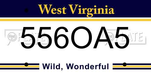 556OA5 West Virginia License Plate