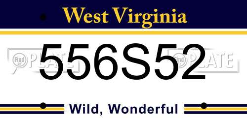 556S52 West Virginia License Plate