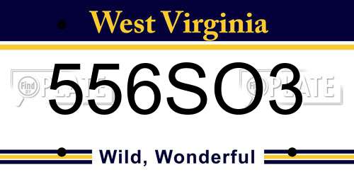 556SO3 West Virginia License Plate