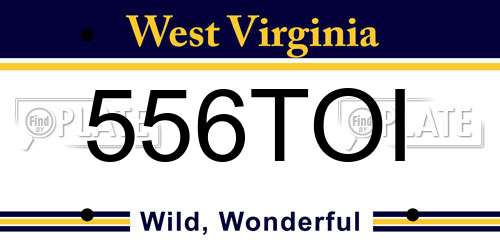 556TOI West Virginia License Plate