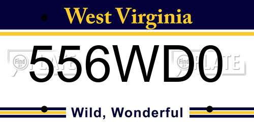 556WD0 West Virginia License Plate