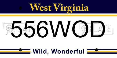 556WOD West Virginia License Plate