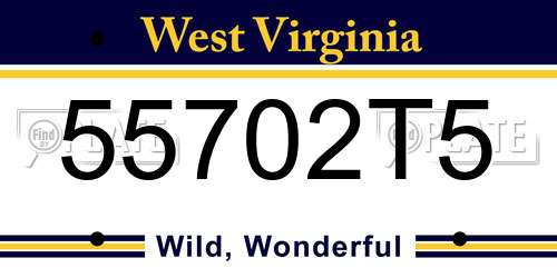 55702T5 West Virginia License Plate